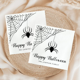 Cute Black Spider Happy halloween Napkins Pappersservett