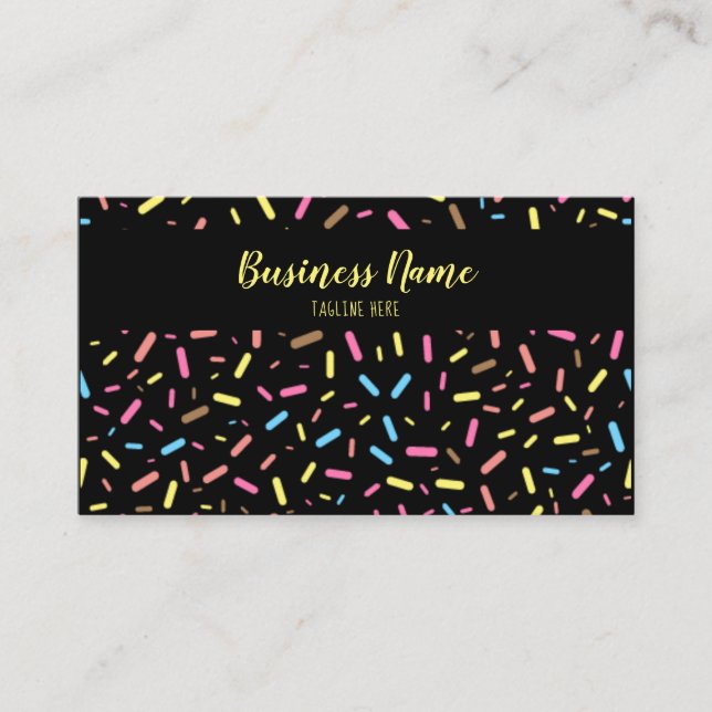 Cute Black Sweet Sprinkles Ice Cream Confectinery Visitkort (Framsida)