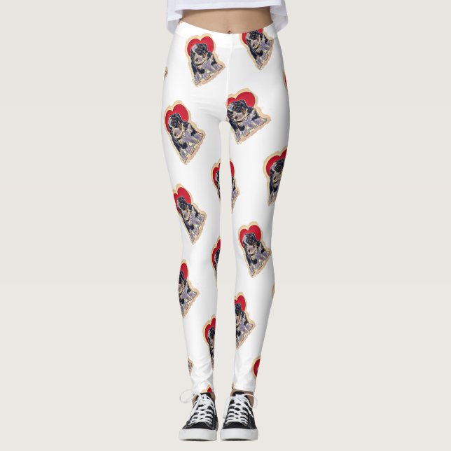 Cute Black Tan Bernedoodle Leggings (Framsida)