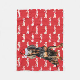 Cute Black Tan Coonhound Hund Helgdag jul Fleecefilt