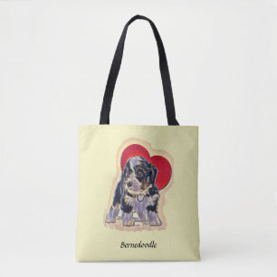 Cute Black Tan PopArt Bernedoodle Digital Heart Tygkasse