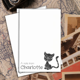 Cute Black tecknad cat namn Post-it Block