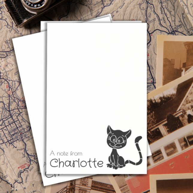 Cute Black tecknad cat namn Post-it Block (Skapare uppladdad)