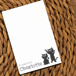 Cute Black tecknad cat namn Post-it Block