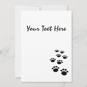 Cute Black Tecknad Pet Tass Trail Inbjudningar