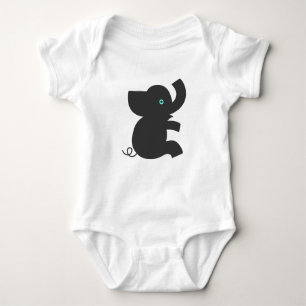 Cute Black Tecknad Stil Elephant Tee