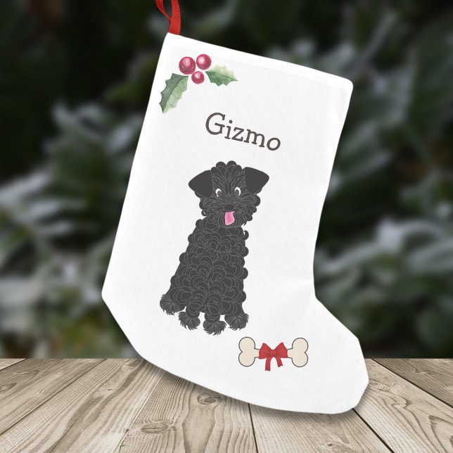 Cute Black Tekopp Pudel Hund Monogram Liten Julstrumpa (Skapare uppladdad)