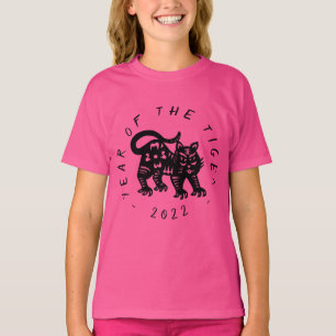 Cute Black Tiger papper-cut Chinese Year Girl Tee