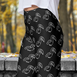 Cute Black Toucan Bird Mönster Leggings