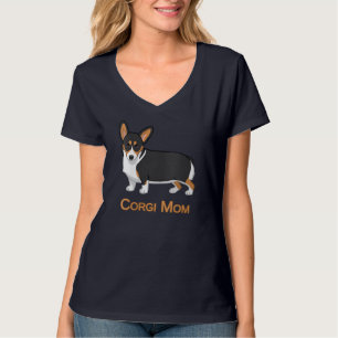 Cute Black Tricolor Pembroke Welsh Corgi Mamma Hun T Shirt