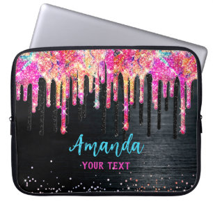 Cute Black Unicorn glitter-födelsedagligg Laptop Fodral