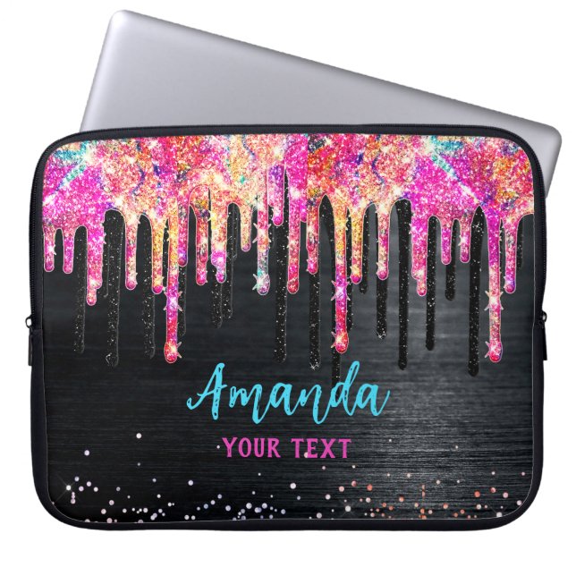 Cute Black Unicorn glitter-födelsedagligg Laptop Fodral (Framsidan)