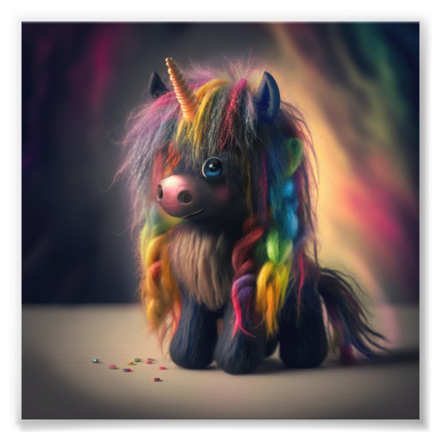 Cute Black Unicorn T-Shirt Fototryck (Framsidan)