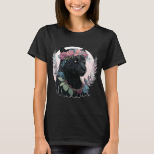 Cute Black Watercolor Panther Flower Krona Boho Ae T Shirt