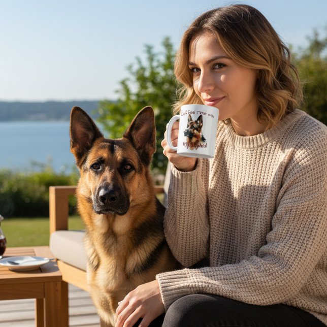 Cute Black WATERCOLOR SHEPHERD PERSONALIZE Kaffemugg (Skapare uppladdad)