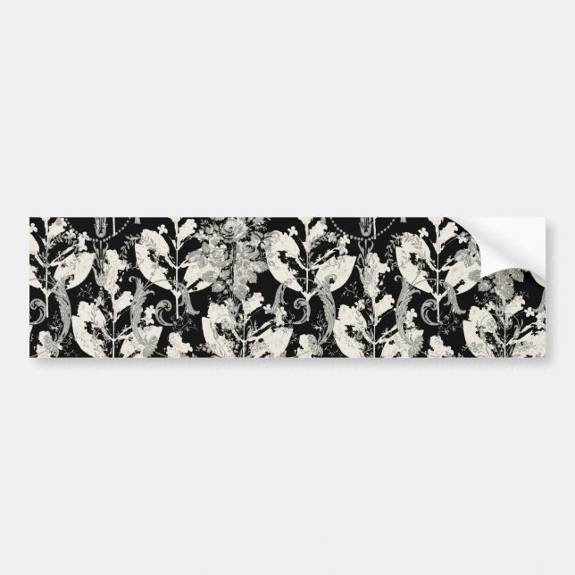 Cute black white abstrakt löv mönster bildekal (Framsidan)
