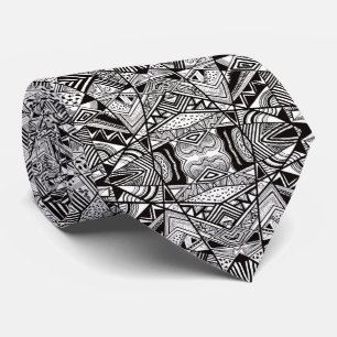 Cute black white abstrakt teckning mönster slips