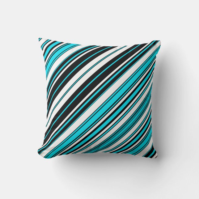 Cute Black white aqua rand Kudde (Framsida)