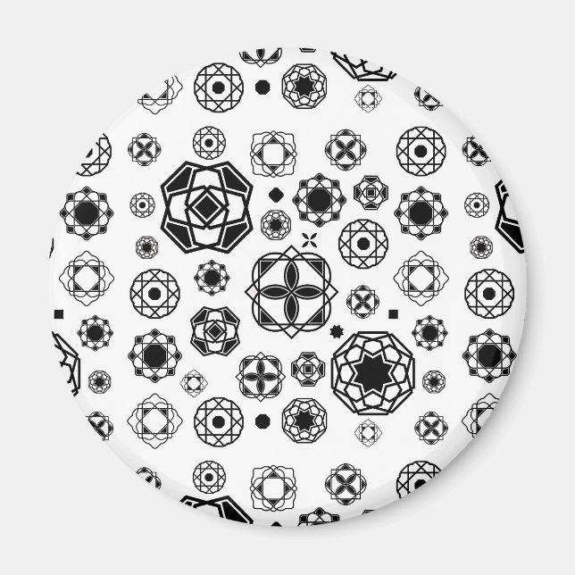 Cute black white arabesque dekorative mönster magnet (Framsidan)