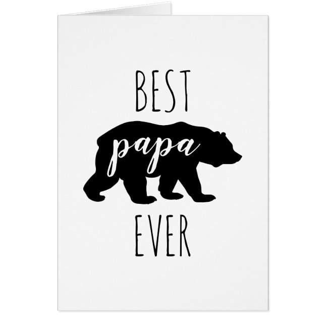 Cute Black & White Best Pappa Bear någonsin Hälsningskort (Framsidan)
