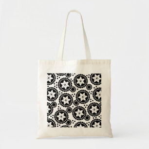 Cute Black white blommor Bag Tygkasse