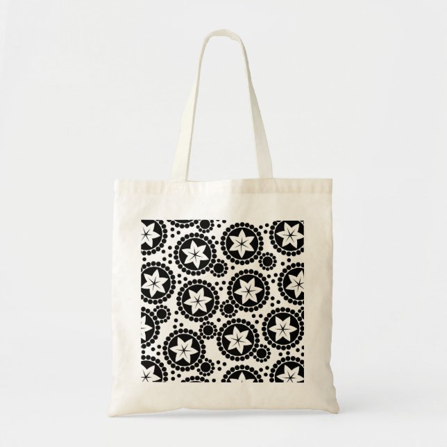 Cute Black white blommor Bag Tygkasse (Framsidan)