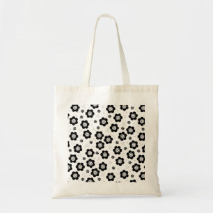 Cute Black white blommor Bag Tygkasse