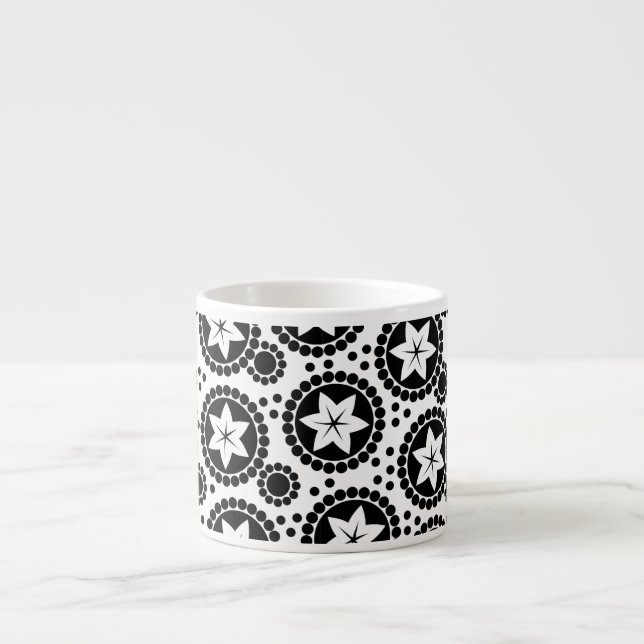 Cute Black white Blommor Espresso Mugg Espressomugg (Framsidan)