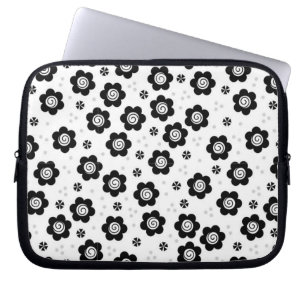 Cute Black white blommor Laptop sleeve