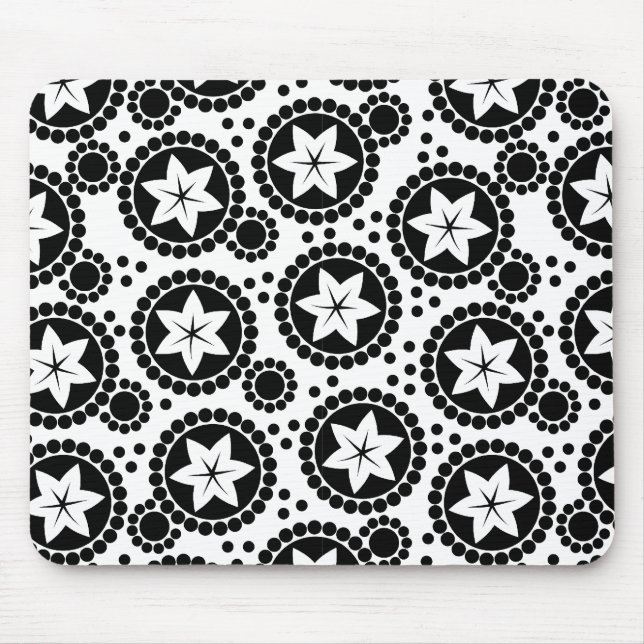 Cute black white blommor moussepad musmatta (Framsidan)