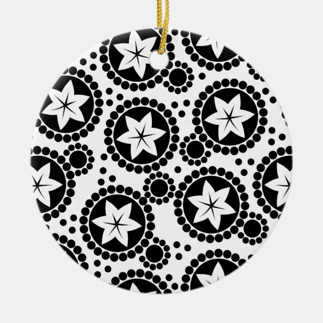 Cute Black white blommor Ornament (Framsidan)