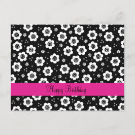 Cute black white blommor Postcard Vykort