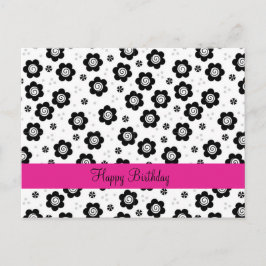 Cute black white blommor Postcard Vykort