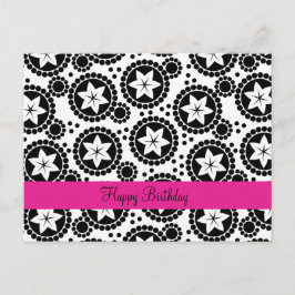 Cute black white blommor Postcard Vykort