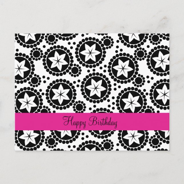 Cute black white blommor Postcard Vykort (Framsida)