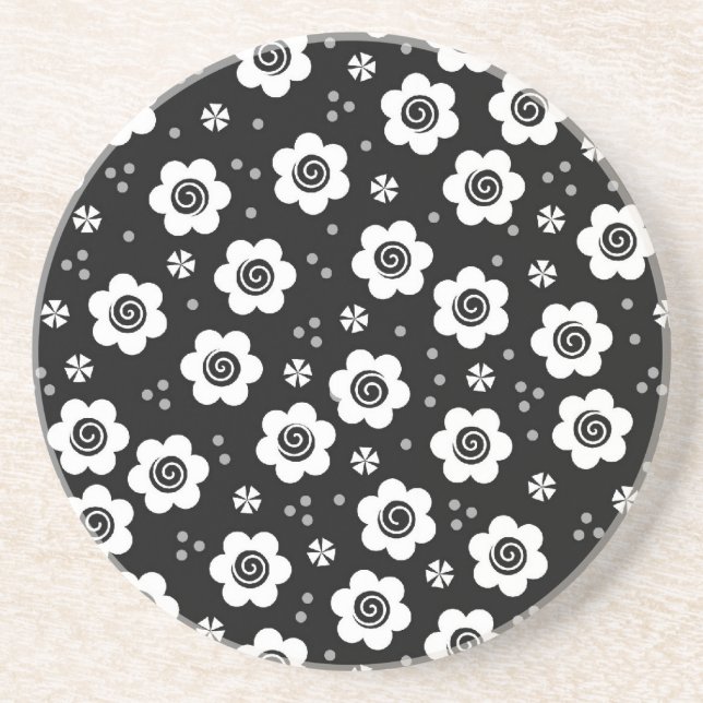 Cute Black white-blommor underlägg (Framsidan)