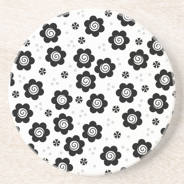 Cute Black white-blommor underlägg (Framsidan)