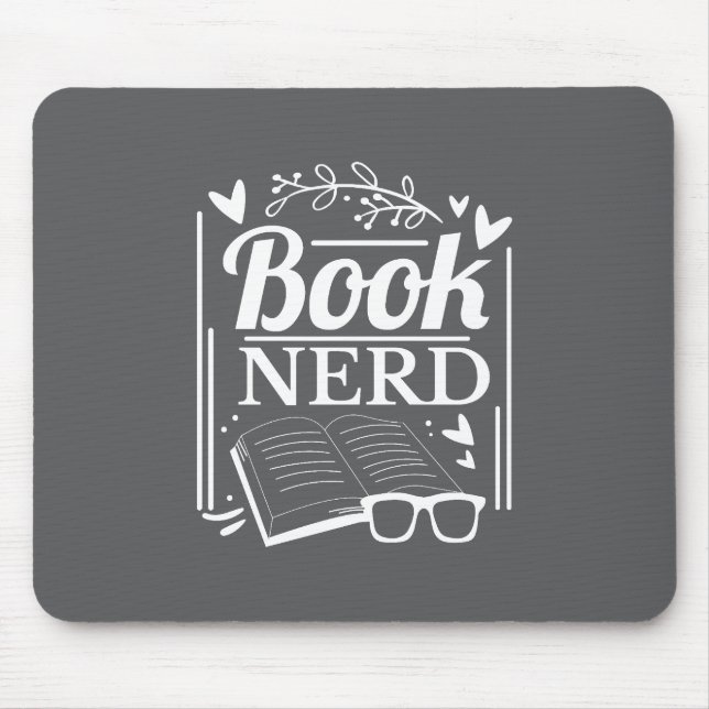 Cute Black White Bok Nerd Bookworm Musmatta (Framsidan)