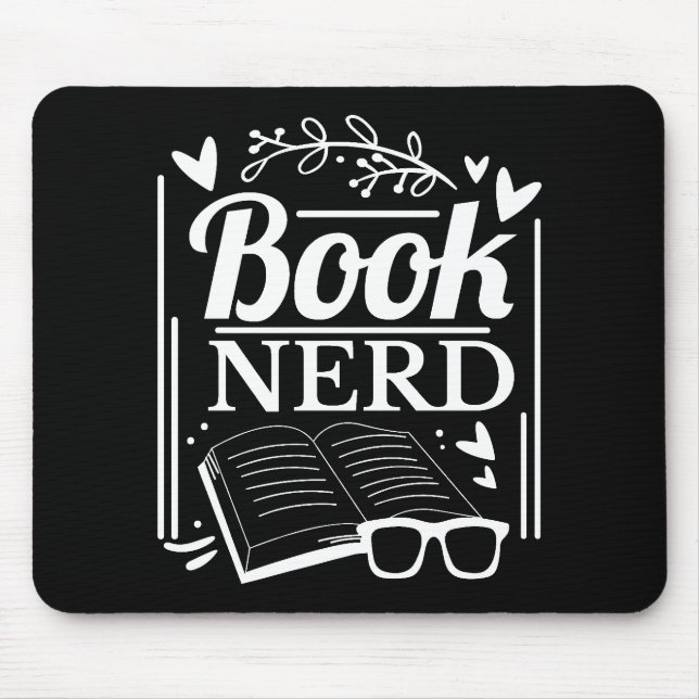 Cute Black White Bok Nerd Bookworm Musmatta (Framsidan)