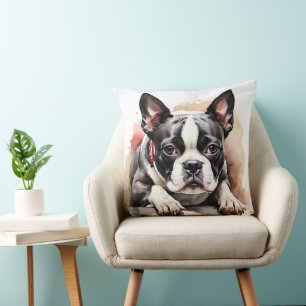 CUTE BLACK & WHITE BOSTON TERRIER PUPPY HUND KUDDE
