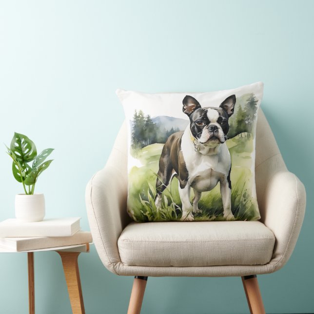 CUTE BLACK & WHITE BOSTON TERRIER PUPPY HUND KUDDE (Stol)