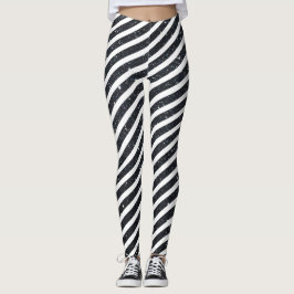 Cute Black White Candy Rand Glitter Mönster Leggings