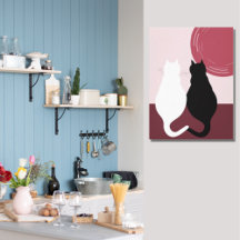 Cute Black & White Cat Pair Sunset Kanvastryck