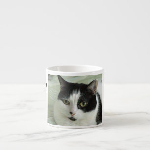Cute Black & White Cat-Personlig Espressomugg