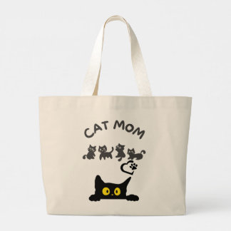 Cute Black & White Cat Tote Bag – Sunset Walk Jumbo Tygkasse