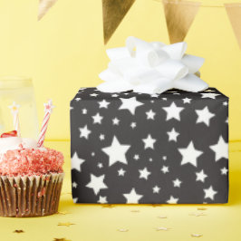 Cute Black & White Cosmic Stars Mönster Presentpapper