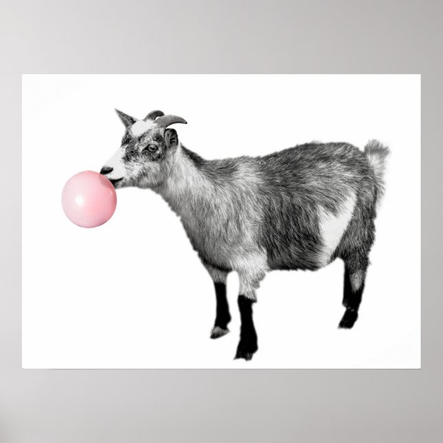 Cute Black White Goat Bubble Gum Nursery Child Poster (Framsidan)