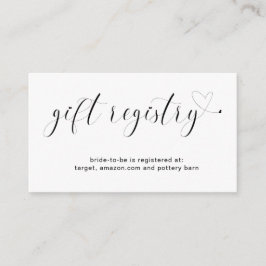 Cute Black White Heart Gift Registry Möhippa Tilläggskort