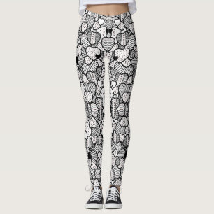 Cute black white hearts mönster messenger bag leggings
