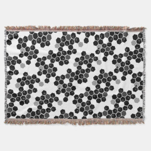 Cute black white hex data mönster filt
